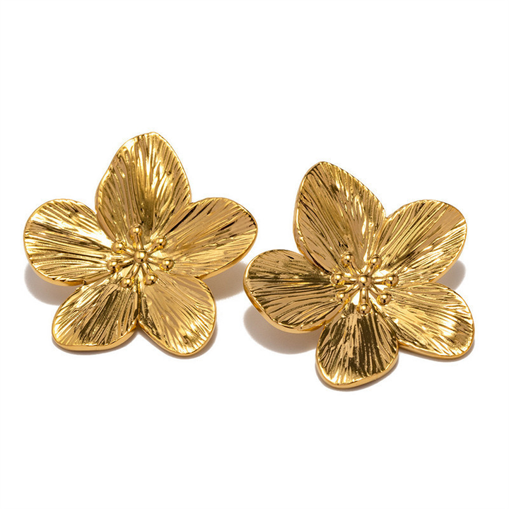 Margovil Vintage Delicate Large Flower Metal Stud Earrings