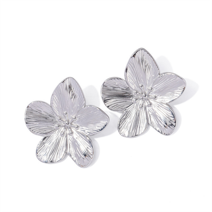 Margovil Vintage Delicate Large Flower Metal Stud Earrings