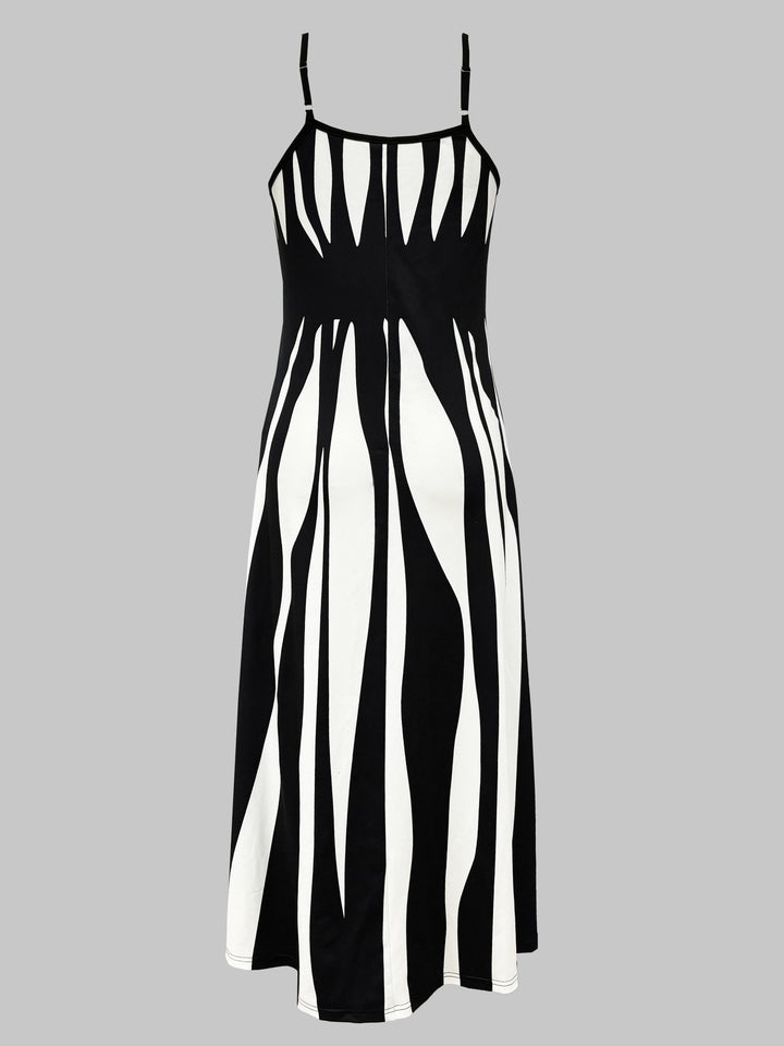 Novaline | Printed V-Neck Thin Strap All-Season Casual Dress