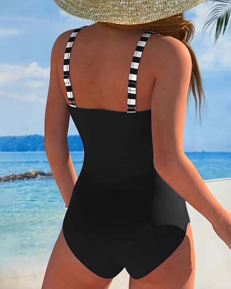 Aurora | Colorblock Striped Swimsuit