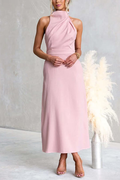 Sleeveless High Waist Pocketed Solid Maxi Dress