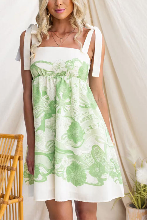 Margovil Bow Shoulder Floral Print Mini Cami Dress