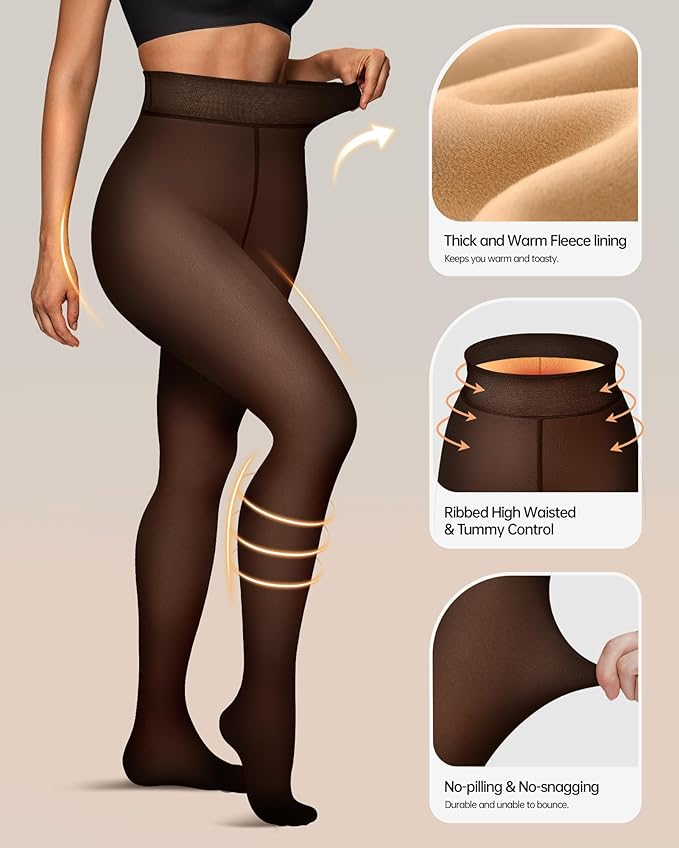 Margovil High Waist Fleece Lined Winter Thermal Pantyhose