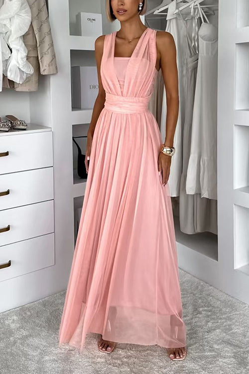 High Waist Versatile Tulle Maxi Dress