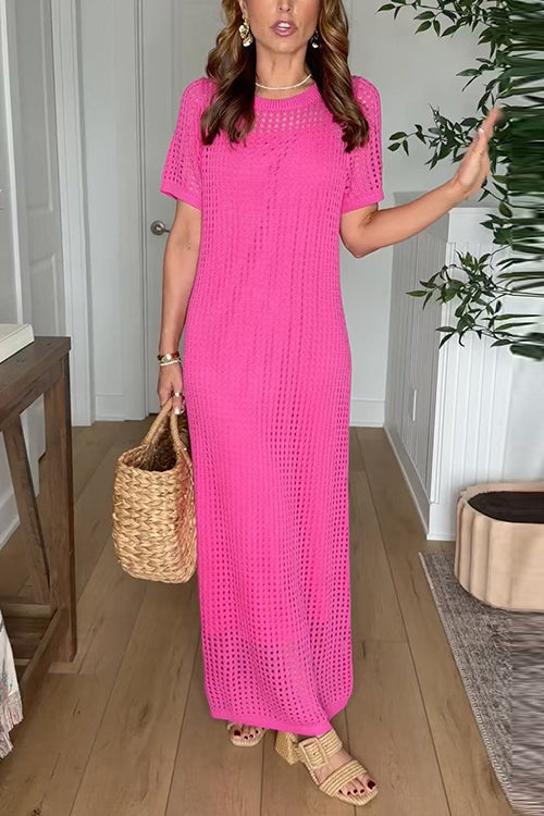 Margovil Crewneck Hollow Out Maxi Vacation Dress with Detachable Liner
