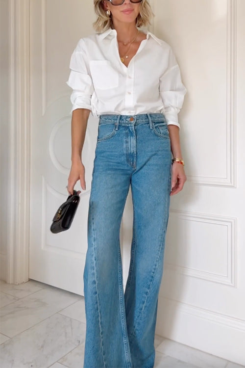 Margovil Lapel Long Sleeves Button Up Blouse Shirt
