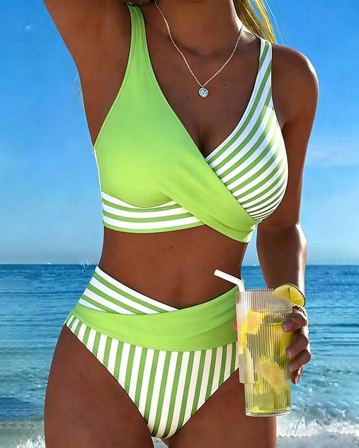 Giulia | Cross-Front Striped Bikini