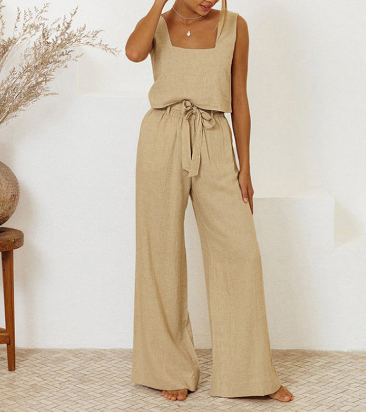 Megan - Minimalist Top Set and Wide Leg Pants