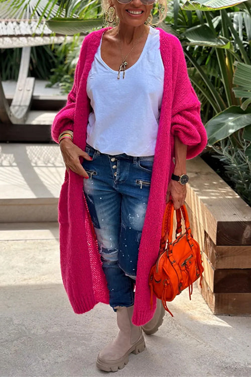 Margovil Open Front Love and Peace Pattern Long Sweater Cardigan(in 5 Colors)