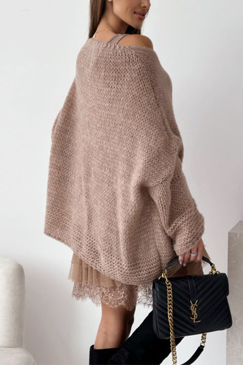 Margovil V Neck Drop Shoulder Slouchy Pullover Sweater
