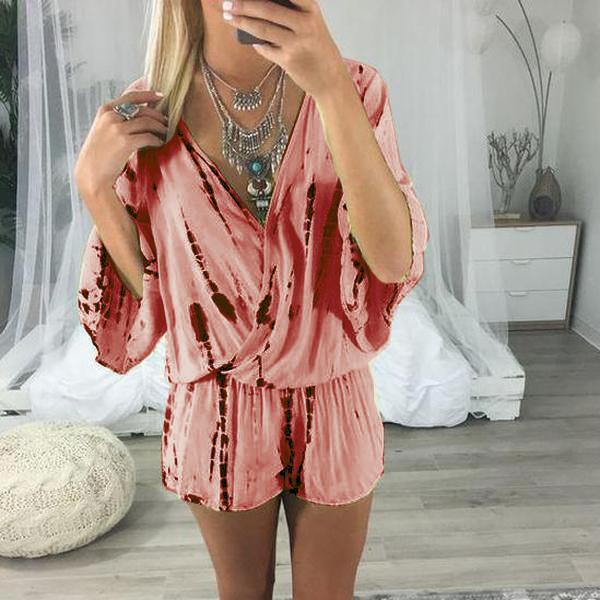 Margovil Tie Dye Wrap Front Rompers