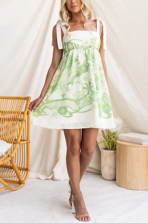 Margovil Bow Shoulder Floral Print Mini Cami Dress