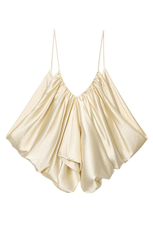 Margovil Spaghetti Strap Draped Satin Top