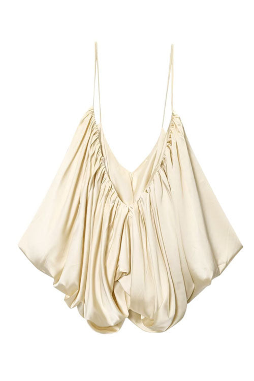 Margovil Spaghetti Strap Draped Satin Top