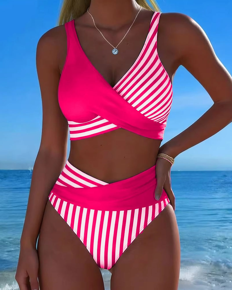 Giulia | Cross-Front Striped Bikini