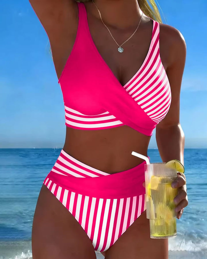 Giulia | Cross-Front Striped Bikini