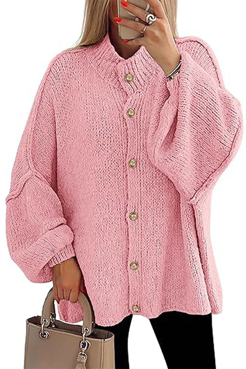 Margovil Button Up Balloon Sleeves Sweater Cardigan