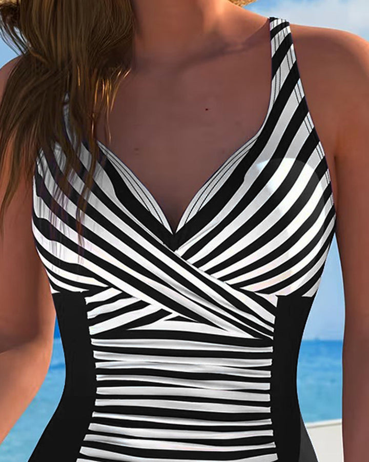 Aurora | Colorblock Striped Swimsuit