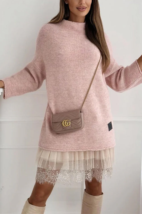 Margovil Mockneck Drop Shoulder Fall Casual Sweater