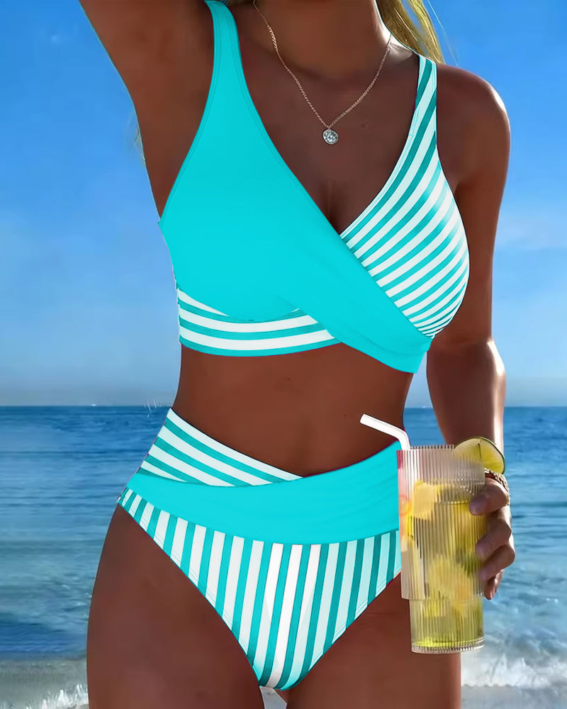 Giulia | Cross-Front Striped Bikini