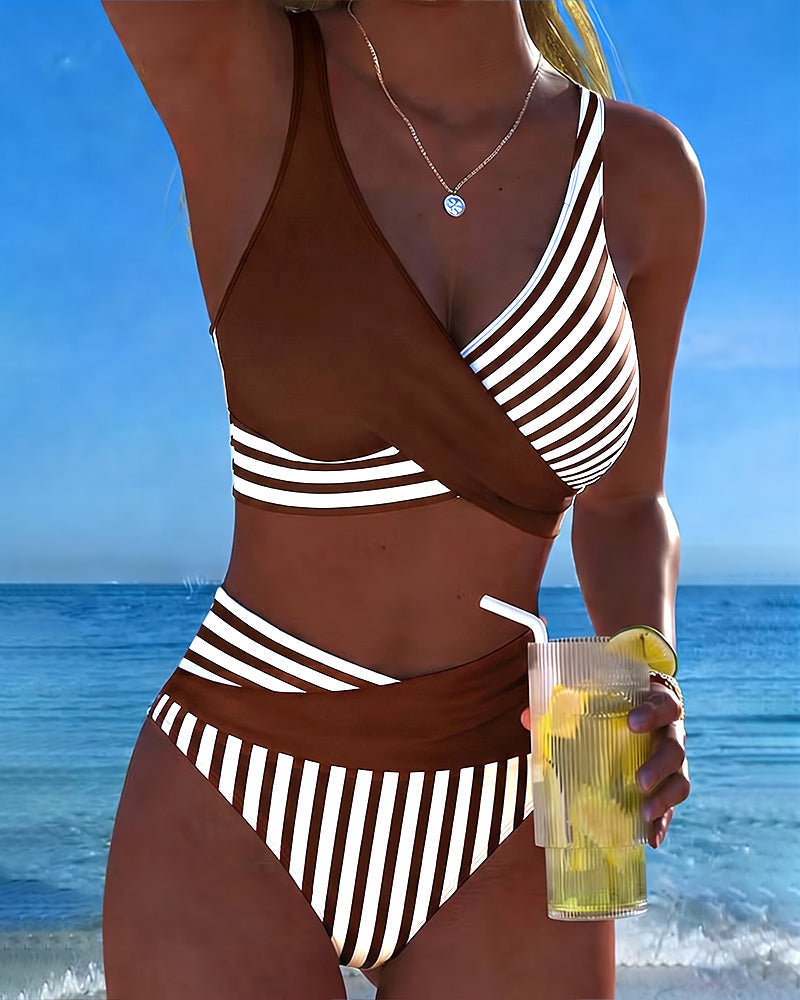 Giulia | Cross-Front Striped Bikini