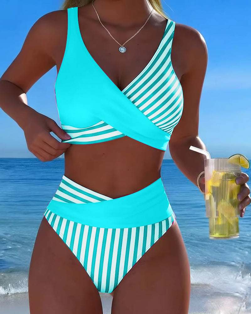 Giulia | Cross-Front Striped Bikini