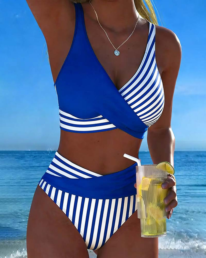 Giulia | Cross-Front Striped Bikini