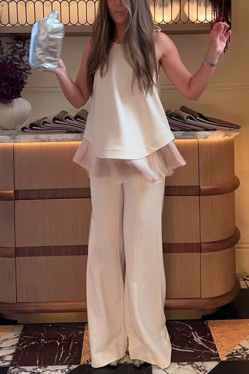 Tie Knot Shoulder Sleeveless Fringe Hem Top