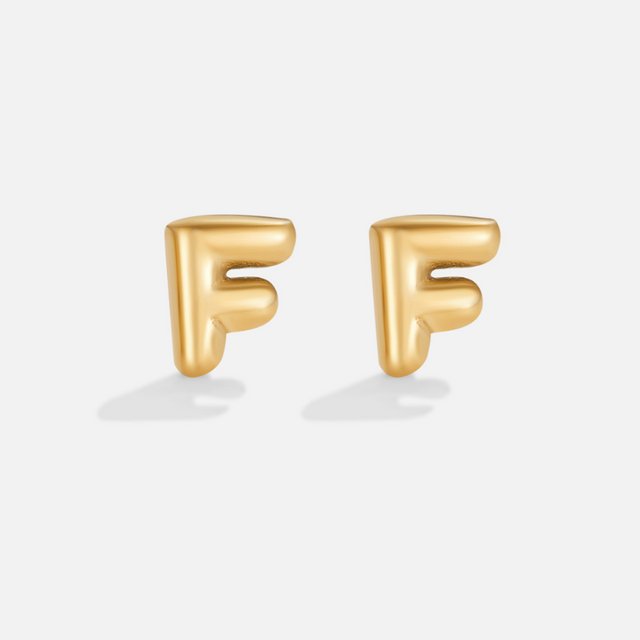 Gold Bubble Letter Earrings