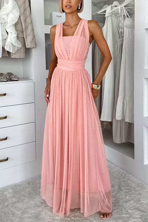 High Waist Versatile Tulle Maxi Dress