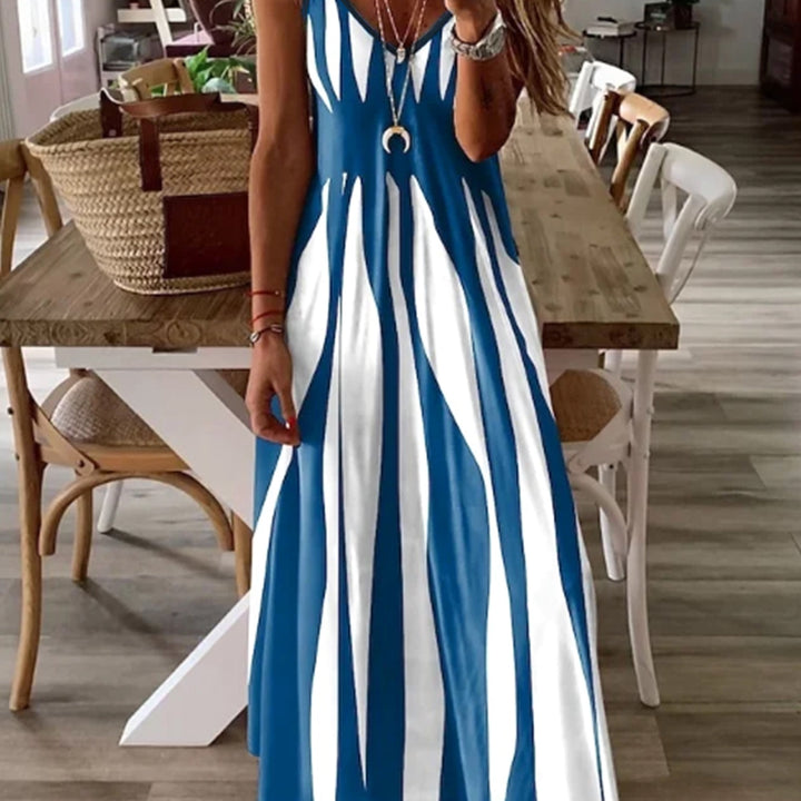 Novaline | Printed V-Neck Thin Strap All-Season Casual Dress