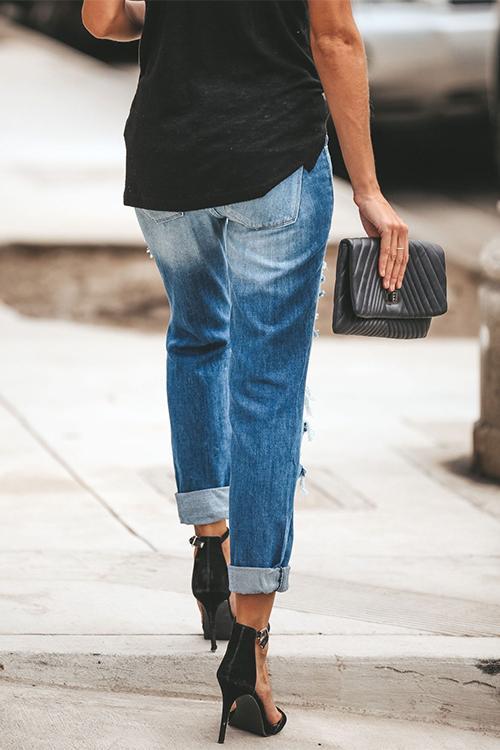 Margovil Pixie Rolled Hem Ripped Jeans