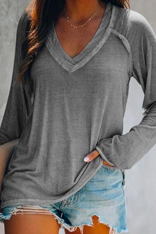 Margovil V Neck Long Sleeves Cozy Top