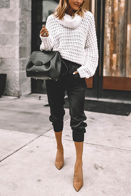 Margovil High Waist Pocketed Satin Joggers