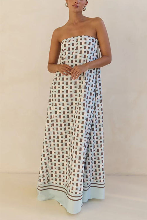 Margovil Strapless Color Block Loose Fit Maxi Dress