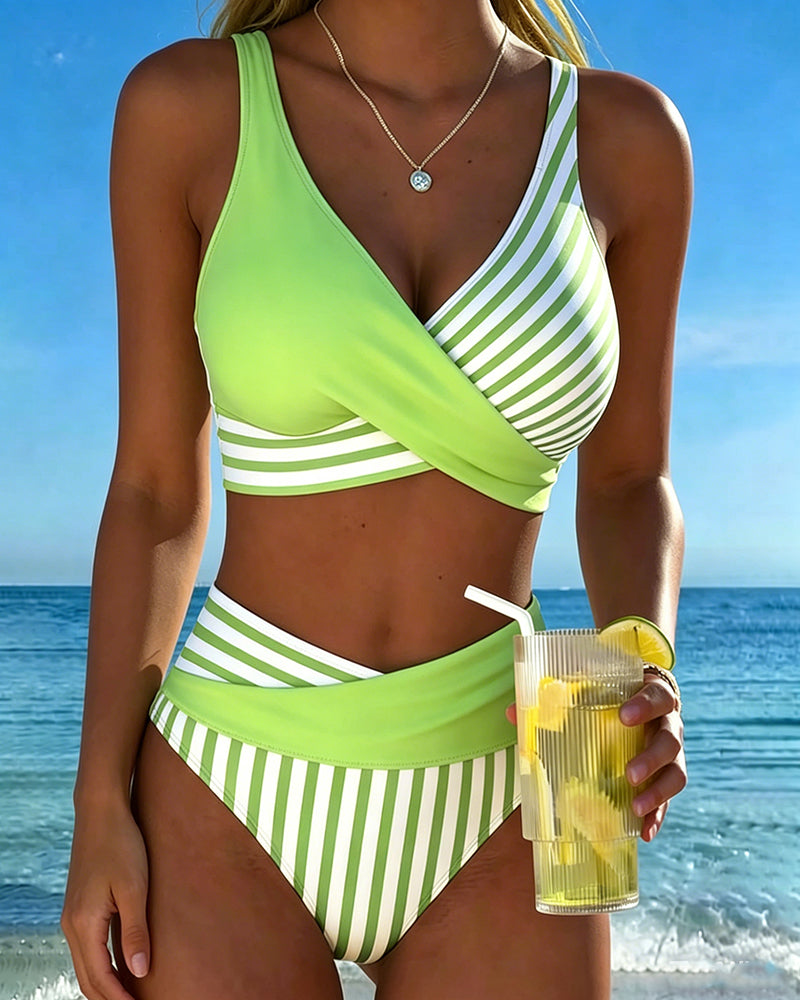 Giulia | Cross-Front Striped Bikini