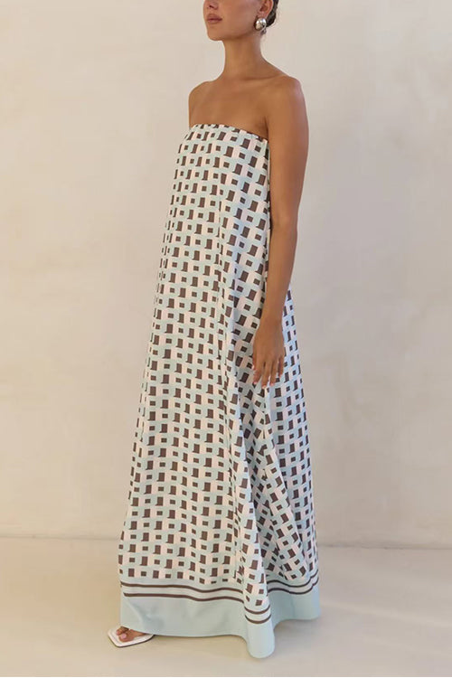 Margovil Strapless Color Block Loose Fit Maxi Dress