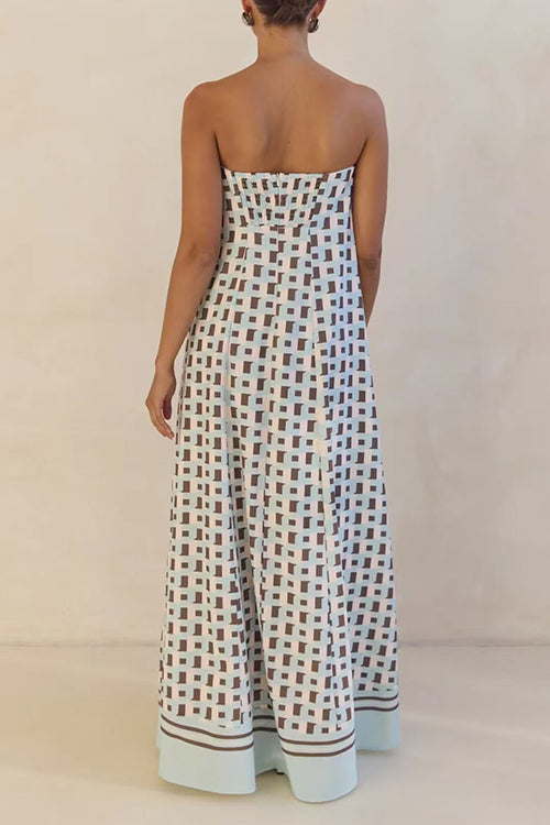 Margovil Strapless Color Block Loose Fit Maxi Dress