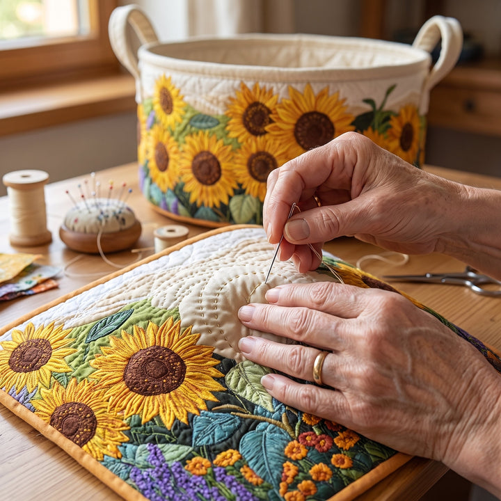 Sunflowers // Quilted Basket