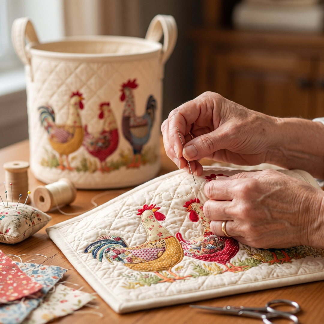 Cheerful Chicken Coop // Quilted Basket