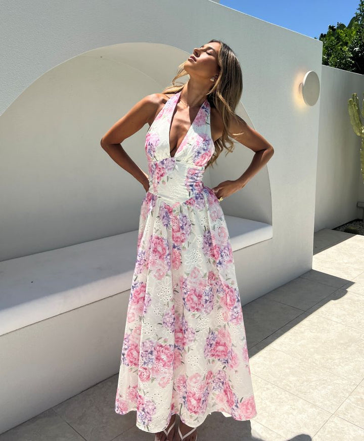 ABBEY DRESS - PINK+PURPLE FLORAL