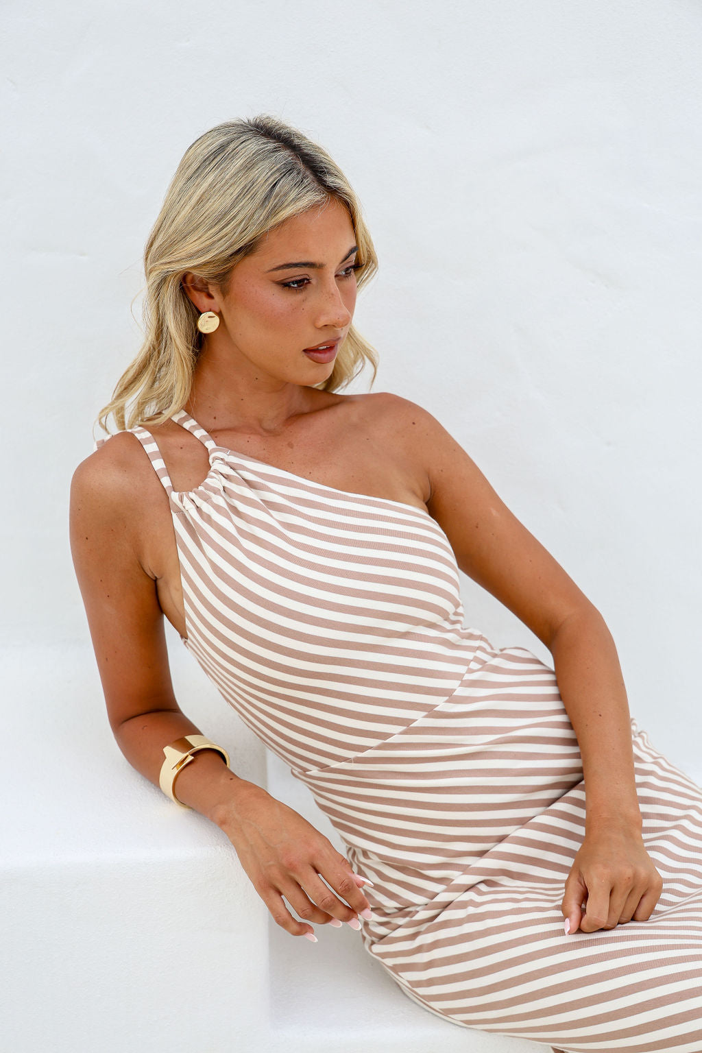 ZARAH MAXI DRESS- BROWN STRIPE