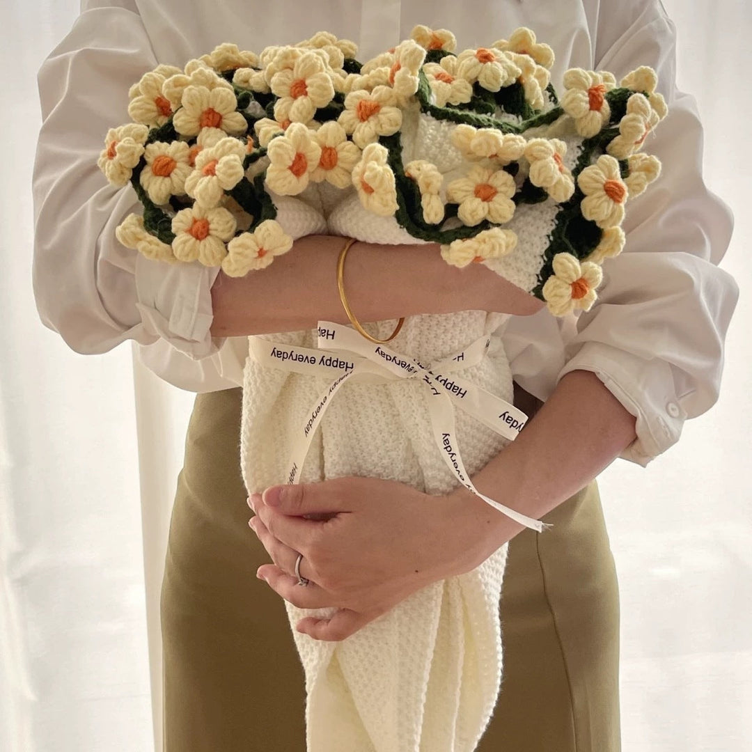 Knitted Flower Bouquet - Pink Daisies
