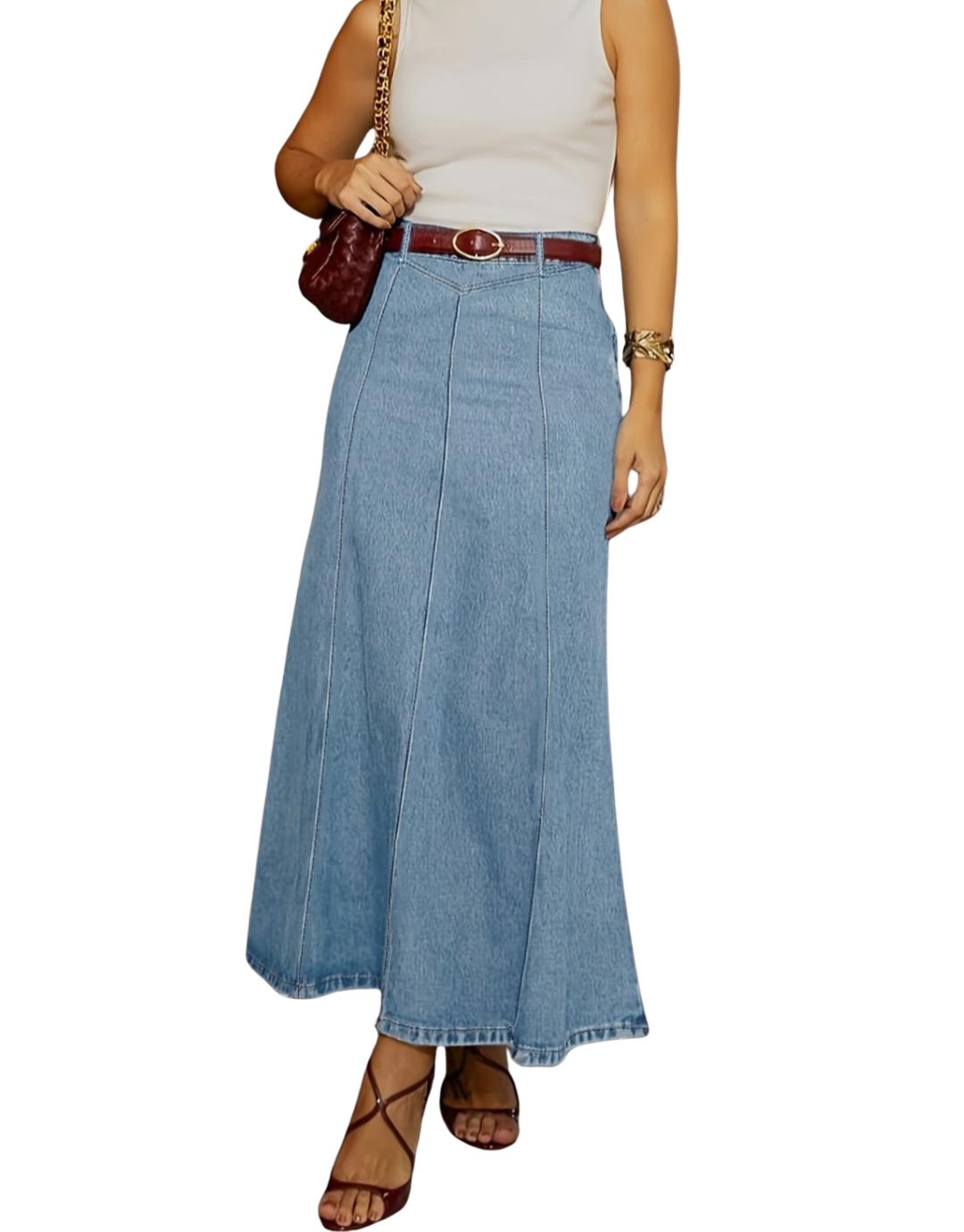 Alina™ | High-Waisted Denim Maxi Skirt