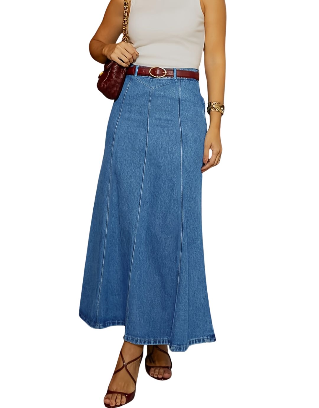 Alina™ | High-Waisted Denim Maxi Skirt
