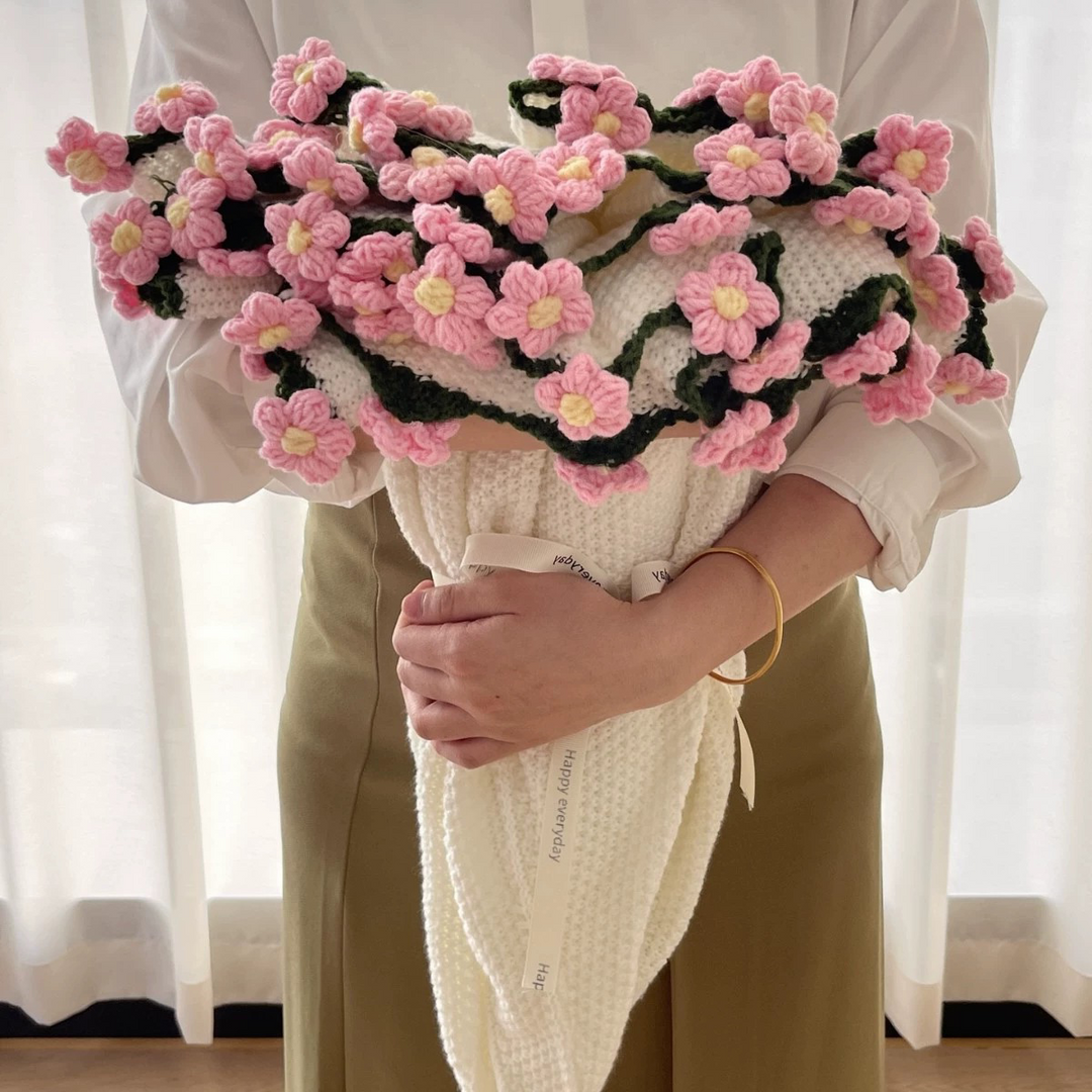 Knitted Flower Bouquet - Pink Daisies