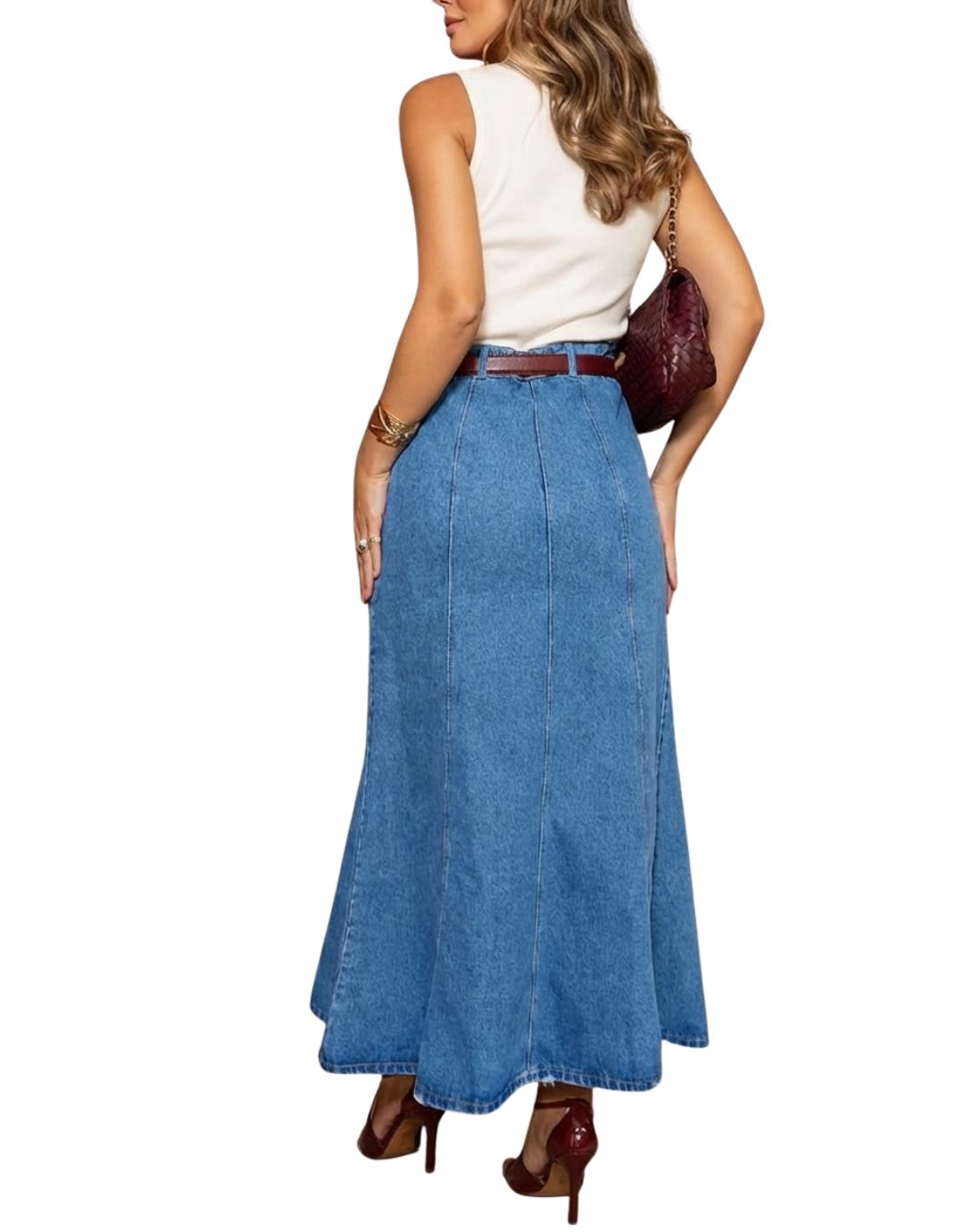 Alina™ | High-Waisted Denim Maxi Skirt
