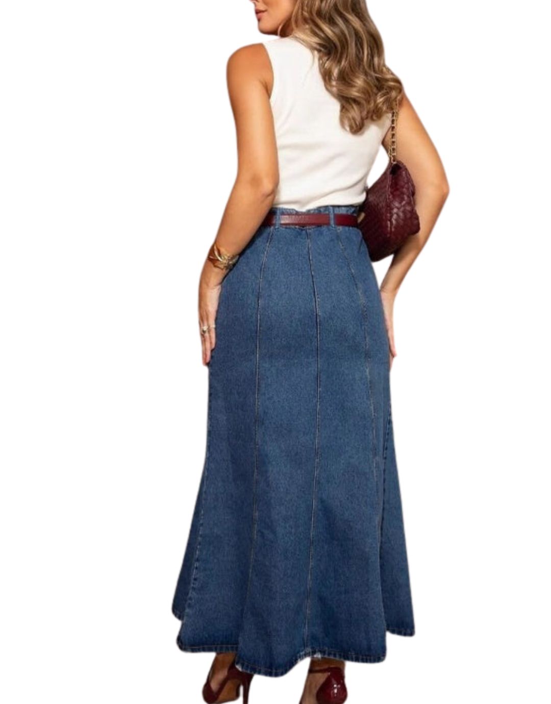 Alina™ | High-Waisted Denim Maxi Skirt