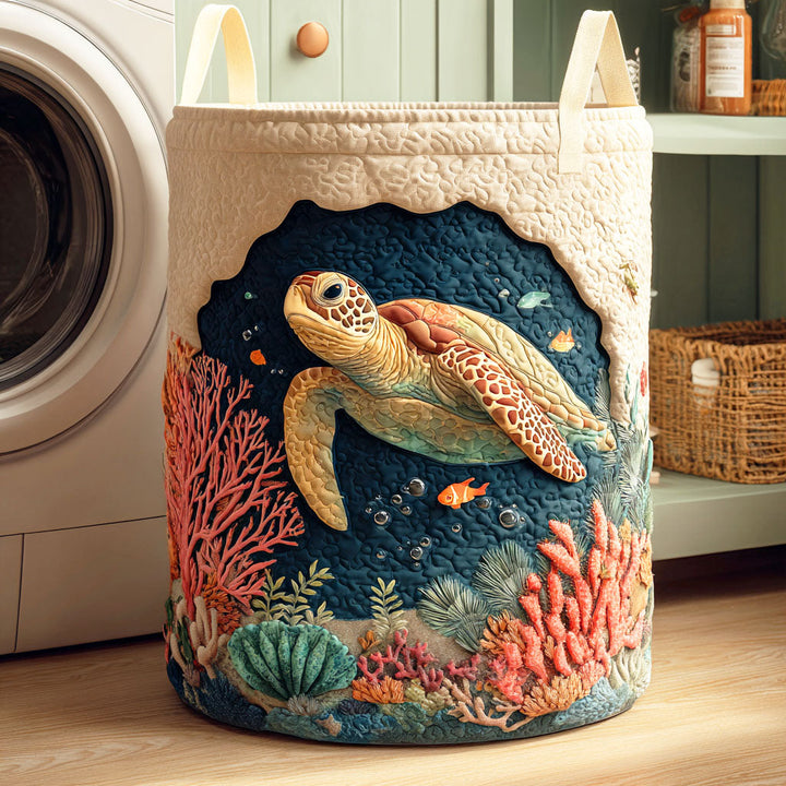 Coral Turtle / Quilted Basket