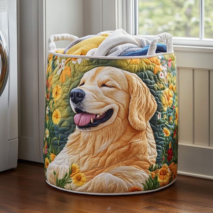 Floral Golden Retrievers / Quilted Basket